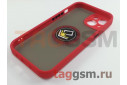 Задняя накладка для iPhone 13 (силикон, матовая, магнит, с держателем под палец, красная (Ring)) Faison