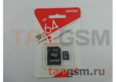 Micro SD 64Gb Smartbuy Class 10 UHS-I U1 60Mb / s с адаптером SD