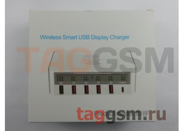 Зарядное устройство WLX-818F QC3.0 (5 USB портов, Type-C, беспроводная зарядка (Qi), 50W), (белый)