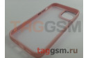 Задняя накладка для iPhone 14 (пластик, силикон, матовая, розовая вставка (Golden shield)) HOCO