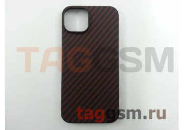 Задняя накладка для iPhone 14 (пластик, под карбон, матовый, поддержка MagSafe, красная (Magnetic series)) HOCO
