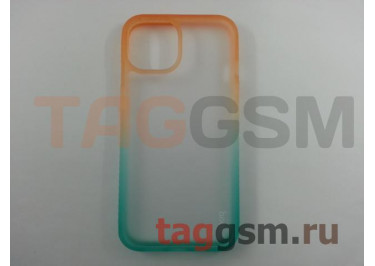 Задняя накладка для iPhone 14 (пластик, силикон, оранжево-зеленая (Gradient)) HOCO