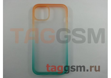 Задняя накладка для iPhone 14 Plus (пластик, силикон, оранжево-зеленая (Gradient)) HOCO