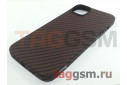 Задняя накладка для iPhone 14 Plus (пластик, под карбон, матовый, с магнитом, поддержка MagSafe, красная (Magnetic series)) HOCO