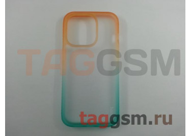 Задняя накладка для iPhone 14 Pro (пластик, силикон, оранжево-зеленая (Gradient)) HOCO