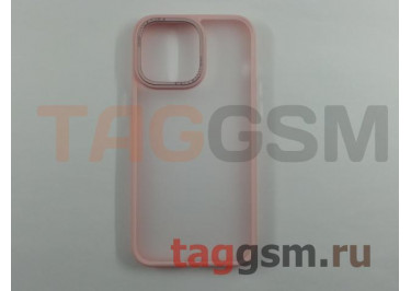 Задняя накладка для iPhone 14 Pro Max (пластик, силикон, матовая, розовая вставка (Golden shield)) HOCO