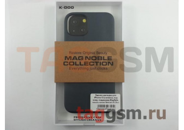 Задняя накладка для iPhone 13 (силикон, под кожу, поддержка MagSafe, темно-синяя (Noble)) K-Doo