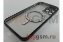 Задняя накладка для iPhone 13 Pro Max (силикон, с защитой камеры, поддержка MagSafe, прозрачная с черной вставкой) Anyland