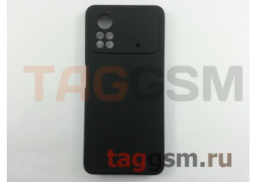 Задняя накладка для Xiaomi Poco X4 Pro 5G (силикон, с защитой камеры, черная (Full Case)), ориг