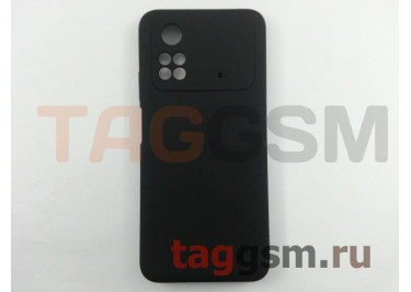 Задняя накладка для Xiaomi Poco M4 Pro 4G (силикон, с защитой камеры, черная (Full Case)), ориг