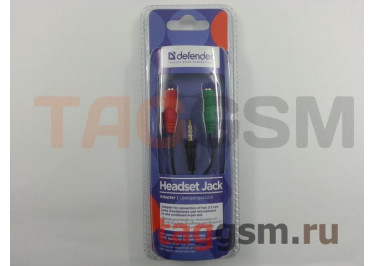 Переходник Jack 3,5mm(m) - 2xJack 3,5mm (f) (mic + headphone) (0,15м) (черный) Defender Headset