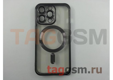 Задняя накладка для iPhone 13 Pro (силикон, с защитой камеры, поддержка MagSafe, прозрачная с черной вставкой) Anyland