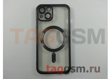 Задняя накладка для iPhone 13 (силикон, с защитой камеры, поддержка MagSafe, прозрачная с черной вставкой) Anyland