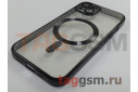 Задняя накладка для iPhone 13 (силикон, с защитой камеры, поддержка MagSafe, прозрачная с черной вставкой) Anyland