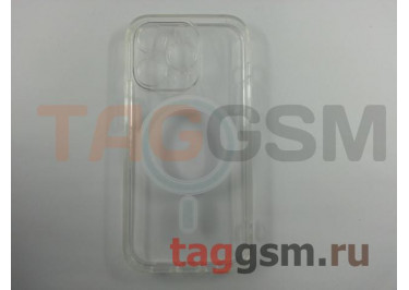 Задняя накладка для iPhone 14 Pro (прозрачная, с магнитом, с защитой камеры) MagSafe