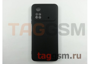 Задняя накладка для Xiaomi Poco M4 Pro 4G (силикон, с защитой камеры, черная (Full Case))