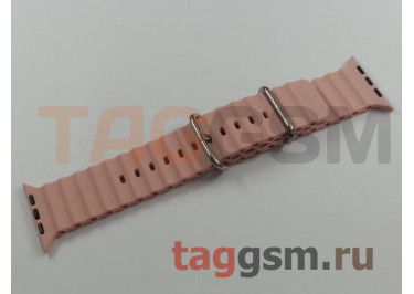 Ремешок для Apple Watch 42mm / 44mm / 45mm / 49mm (силикон, Ocean band. рифленый, розовый)