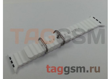 Ремешок для Apple Watch 42mm / 44mm / 45mm / 49mm (силикон, Ocean band. рифленый, белый)