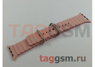 Ремешок для Apple Watch 38mm / 40mm / 41mm (силикон, Ocean band. рифленый, розовый)