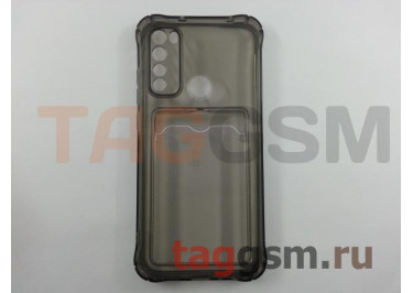 Задняя накладка для Xiaomi Redmi Note 8 (силикон, с защитой камеры, с визитницей, прозрачно-черная (Full TPU Case)) Armor series