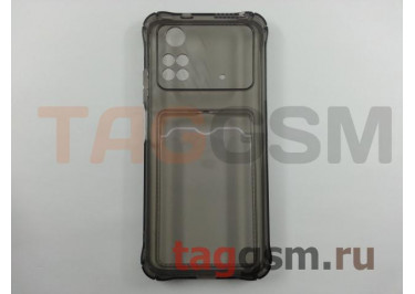 Задняя накладка для Xiaomi Poco M4 Pro 4G (силикон, с защитой камеры, с визитницей, прозрачно-черная (Full TPU Case)) Armor series