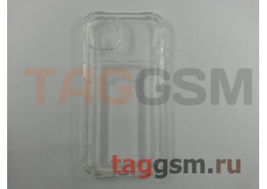 Задняя накладка для iPhone 13 (силикон, с защитой камеры, с визитницей, прозрачная (Full TPU Case)) Armor series
