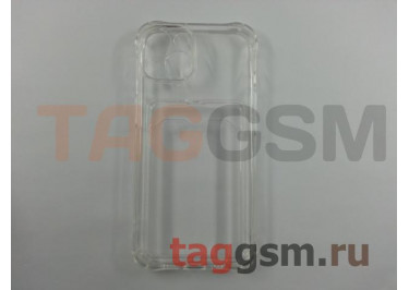 Задняя накладка для iPhone 14 (силикон, с защитой камеры, с визитницей, прозрачная (Full TPU Case)) Armor series
