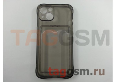 Задняя накладка для iPhone 13 (силикон, с защитой камеры, с визитницей, прозрачно-черная (Full TPU Case)) Armor series