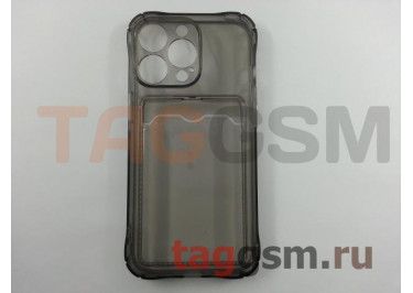 Задняя накладка для iPhone 13 Pro (силикон, с защитой камеры, с визитницей, прозрачно-черная (Full TPU Case)) Armor series