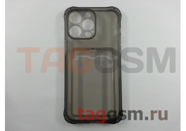 Задняя накладка для iPhone 14 Pro Max (силикон, с защитой камеры, с визитницей, прозрачно-черная (Full TPU Case)) Armor series