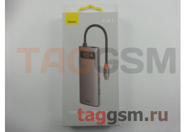 USB Type-C HUB 4 в 1 (Metal Gleam Series Multifunctional (Разъемы 4хUSB 3.0+внешнее питание Type-C)) (BS-OH066 / WKWG070013) серый, Baseus