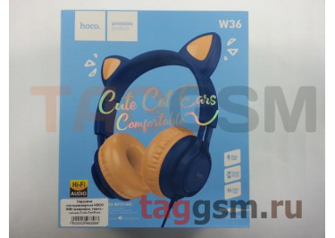 Наушники полноразмерные HOCO W36 (микрофон, темно - синие) Cute Cat Ears