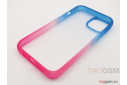 Задняя накладка для iPhone 14 (пластик, силикон, красно-сине-фиолетовая (Gradient)) HOCO