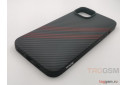 Задняя накладка для iPhone 14 (пластик, под карбон, черная с красными полосами) HOCO