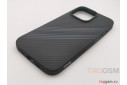 Задняя накладка для iPhone 14 Pro (пластик, под карбон, матовая, черная с синей вставкой) HOCO