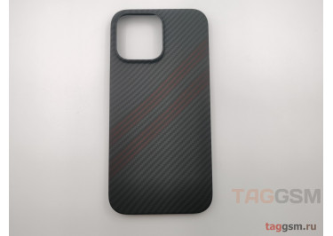 Задняя накладка для iPhone 14 Pro Max (пластик, под карбон, матовая, черная с красной вставкой) HOCO
