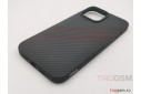 Задняя накладка для iPhone 14 Pro Max (пластик, под карбон, матовая, черная с красной вставкой) HOCO