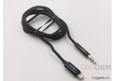 Аудио-кабель AUX 3.5mm - Lightning (ткань, черный) (1,2м) Yesido YAU-17