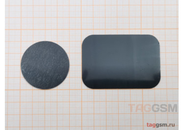 Набор металлических пластин для магнитных держателей телефонов, 2шт (круглая 40мм и прямоугольная 65x45мм) черный