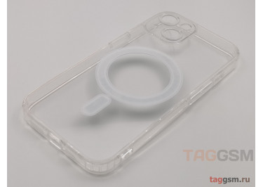 Задняя накладка для iPhone 14 (прозрачная, с магнитом, с защитой камеры) MagSafe