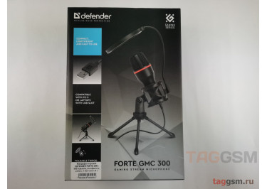 Микрофон игровой DEFENDER FORTE GMC 300 (тренога, поп-фильтр, кабель 1,5м) черный с красной вставкой