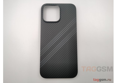 Задняя накладка для iPhone 14 Pro Max (пластик, под карбон, матовая, черная с синей вставкой) HOCO