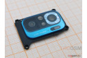 Стекло задней камеры для Xiaomi Poco M5s в рамке (синий)