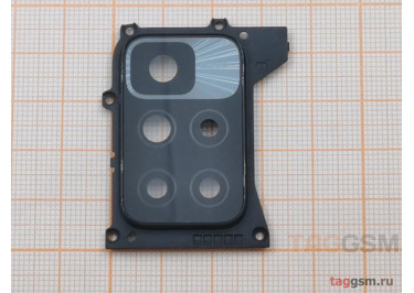 Стекло задней камеры для Xiaomi Redmi 10 4G в рамке (черный)