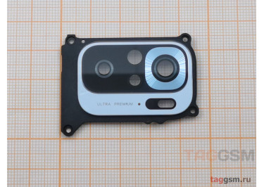 Стекло задней камеры для Xiaomi Poco M5s в рамке (серебро)