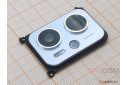 Стекло задней камеры для Xiaomi Poco X4 GT в рамке (серебро)