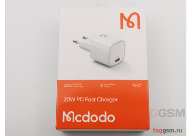 Блок питания USB (сеть) PD20W Fast Charger (USB-C), (белый) (CH-4020) Mcdodo