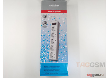 Сетевой фильтр Smartbuy One 5.0м, 10A, 2200ВТ, 5 розеток, белый