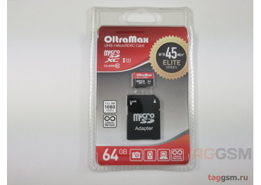 Micro SD 64Gb OltraMax Class 10 UHS-1 45Mb / s с адаптером SD