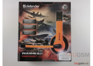 Наушники полноразмерные Defender Warhead (G-120) черные с оранжевой вставкой